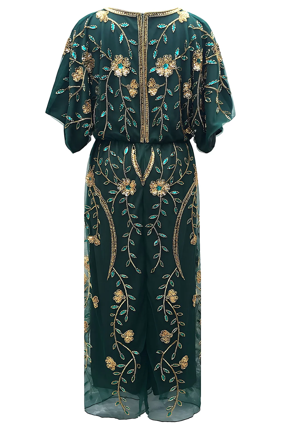 Robe de années 20 noire à col V manches 3/4 pailletée - Image 4