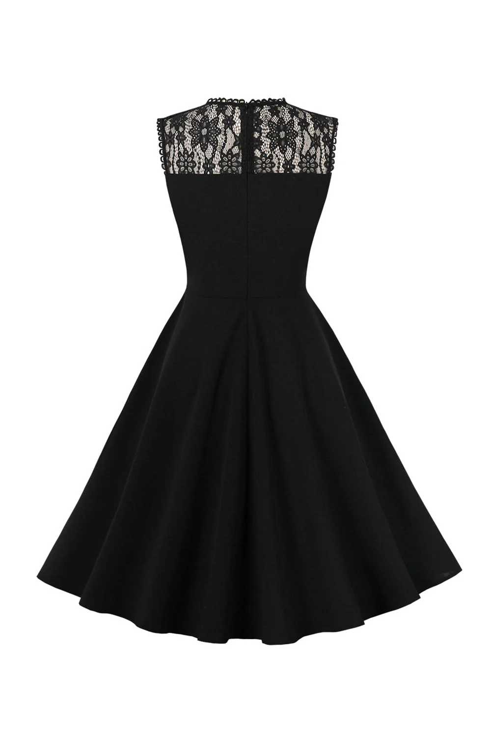 Robe noire swing des années 50 avec dentelle - Image 2