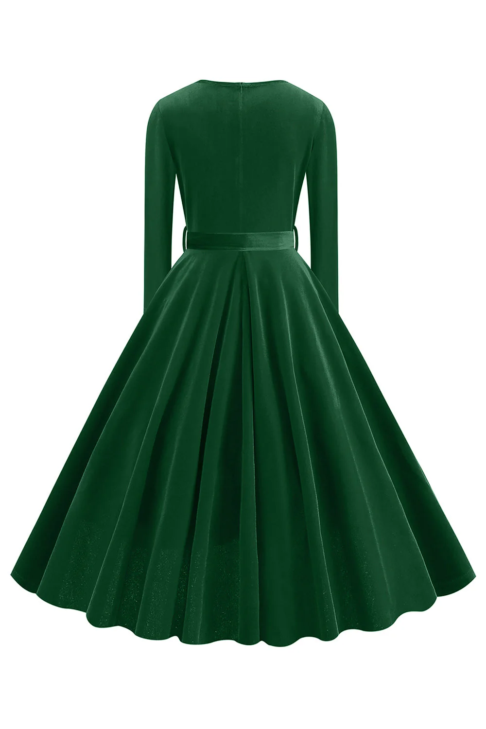 Robe plissée à manches longues à col en V jaune des années 1950 - Image 13
