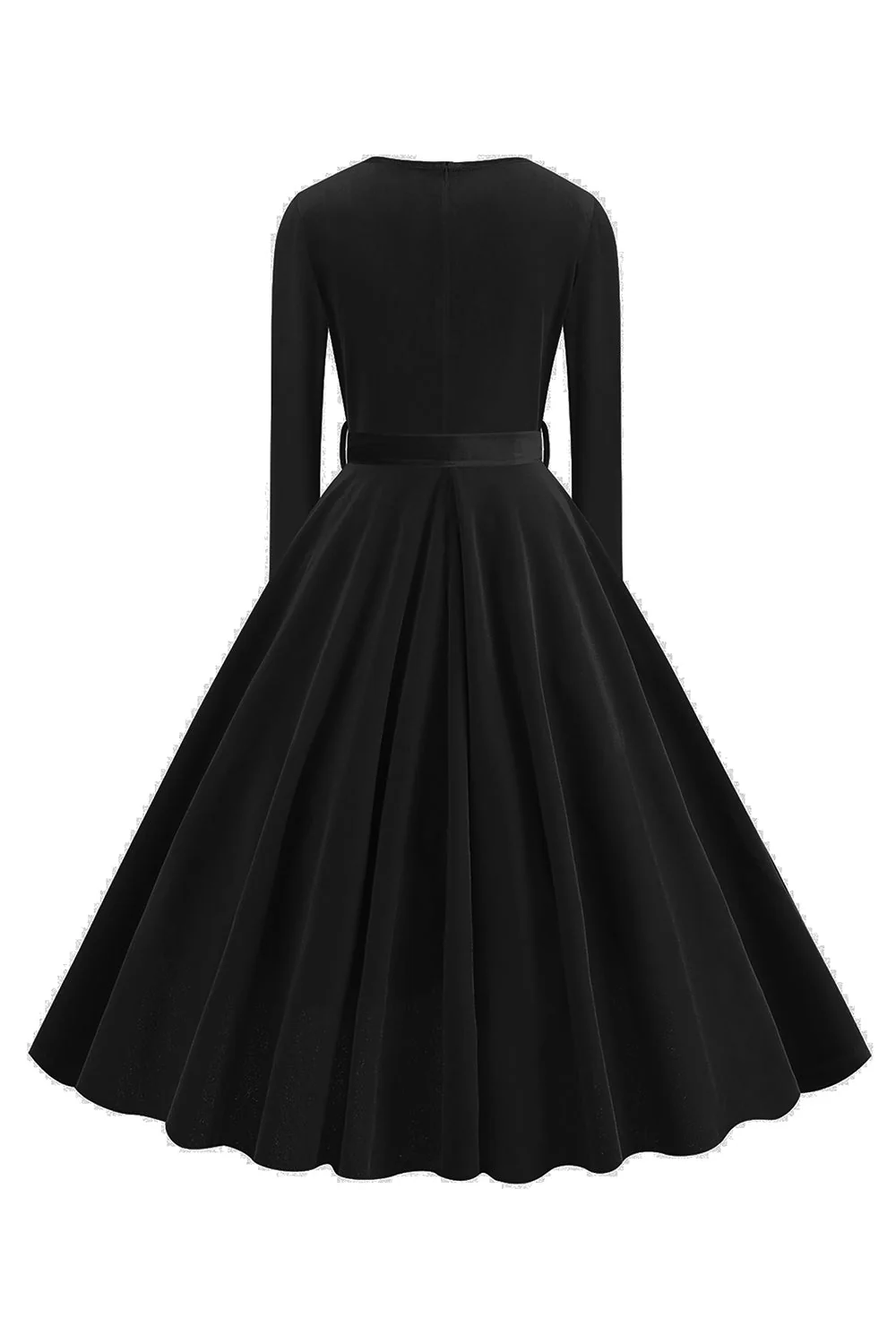 Robe plissée à manches longues à col en V jaune des années 1950 - Image 6