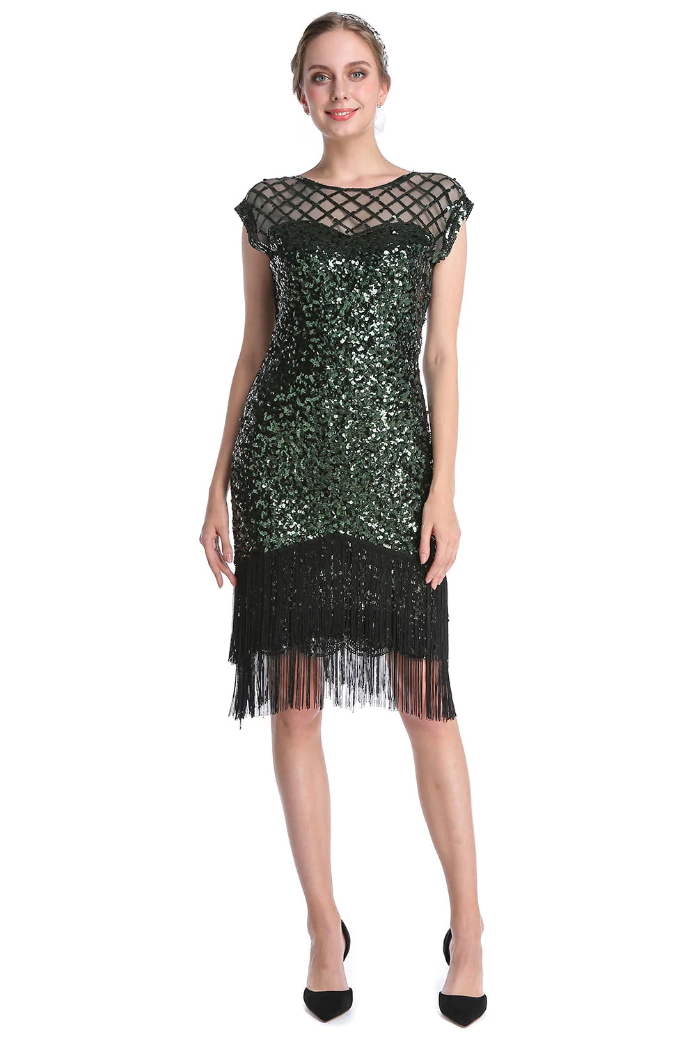 Robe Rose Sequin Gatsby 1920s Flapper - Image 7