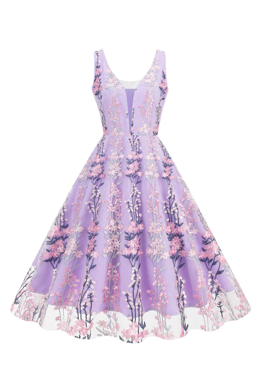 Robe scintillante à manches fleuries abricot swing des années 1950 - Image 6