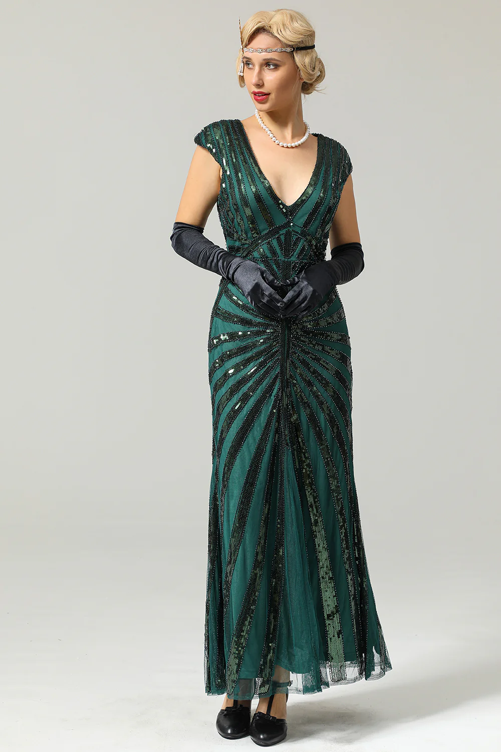 Robe Sirène Année 1920 Gatsby Flapper avec paillettes - Image 5