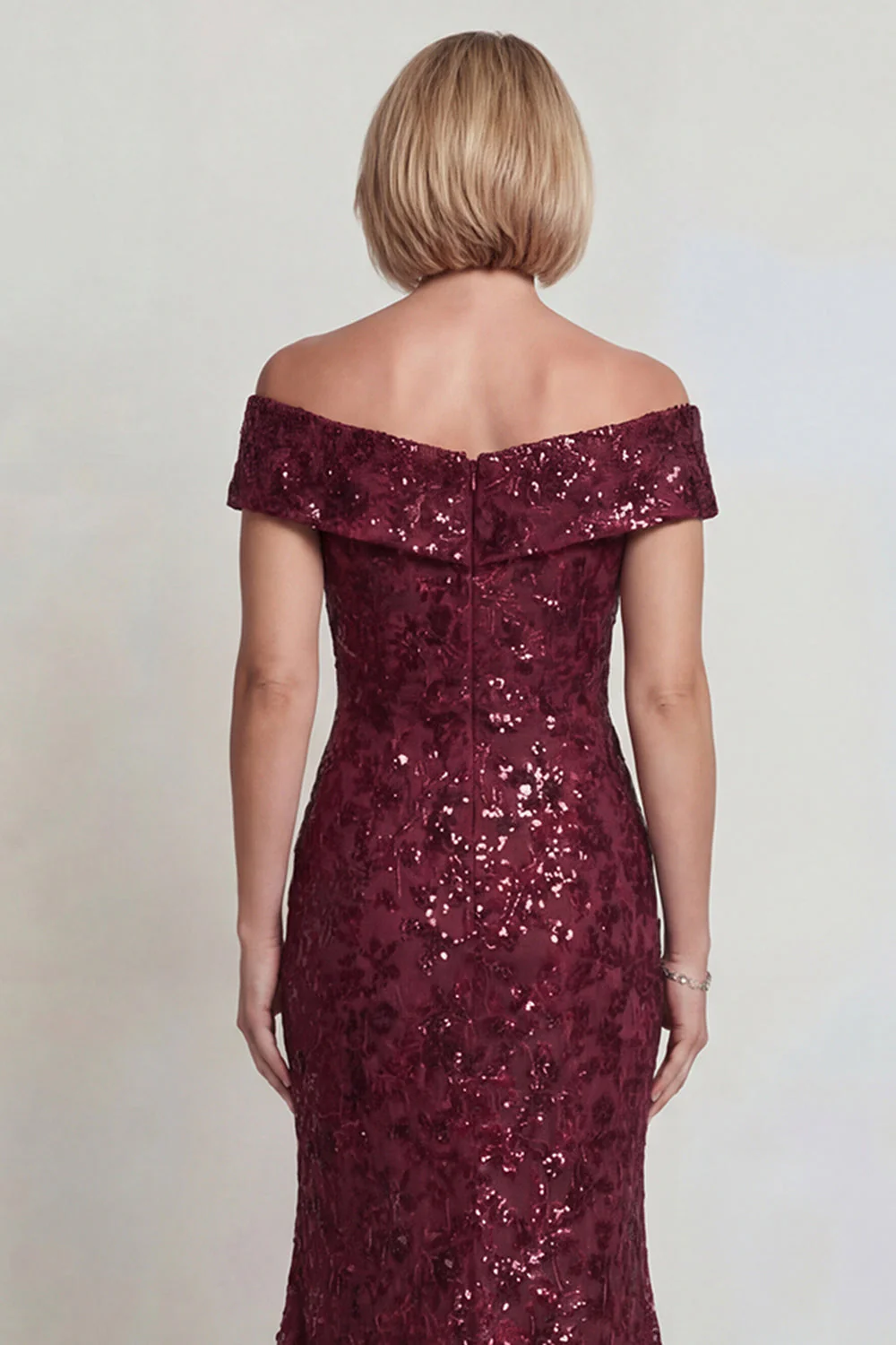 Robe sirène scintillante à épaules dénudées, sirène de la mère de la mariée avec des sequins - Image 4