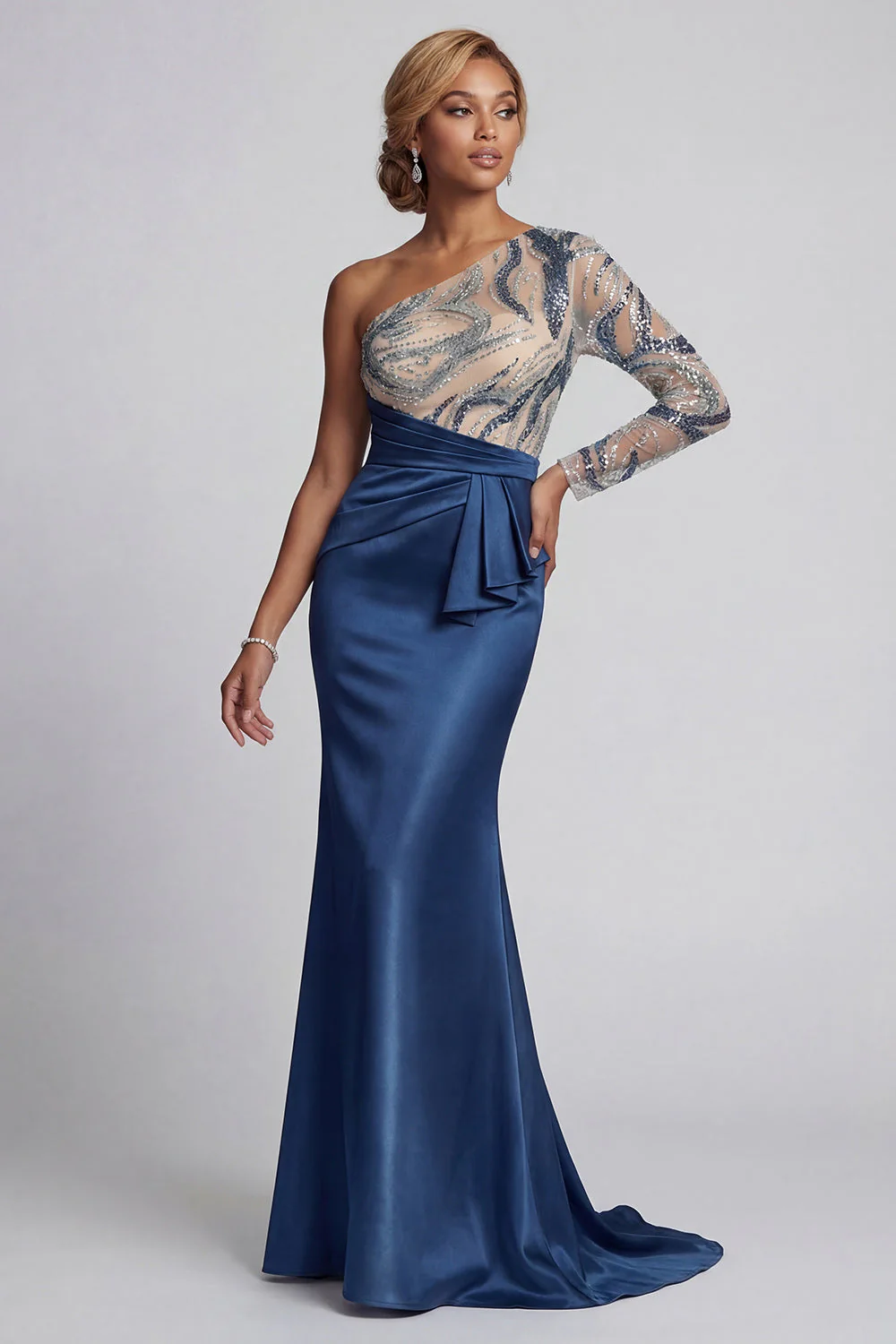 Robe sirène scintillante à une épaule à une épaule - Image 3