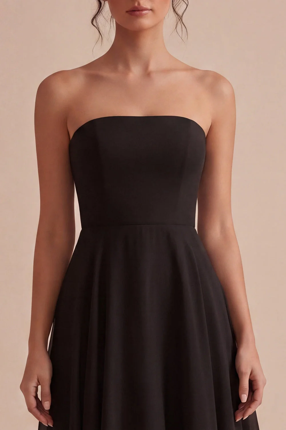 Robe tie-noir midi sans bretelles A Line - Image 3