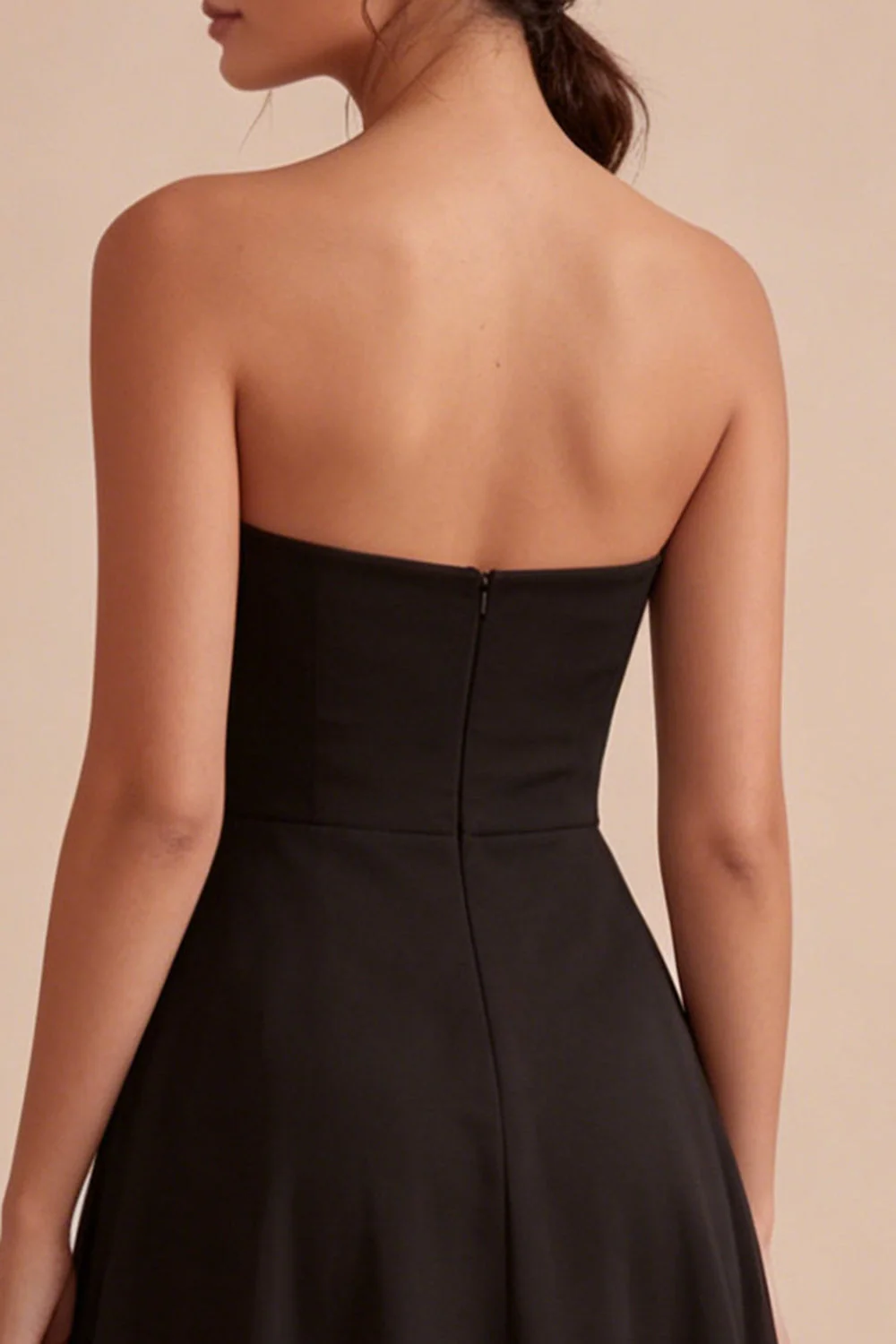 Robe tie-noir midi sans bretelles A Line - Image 4