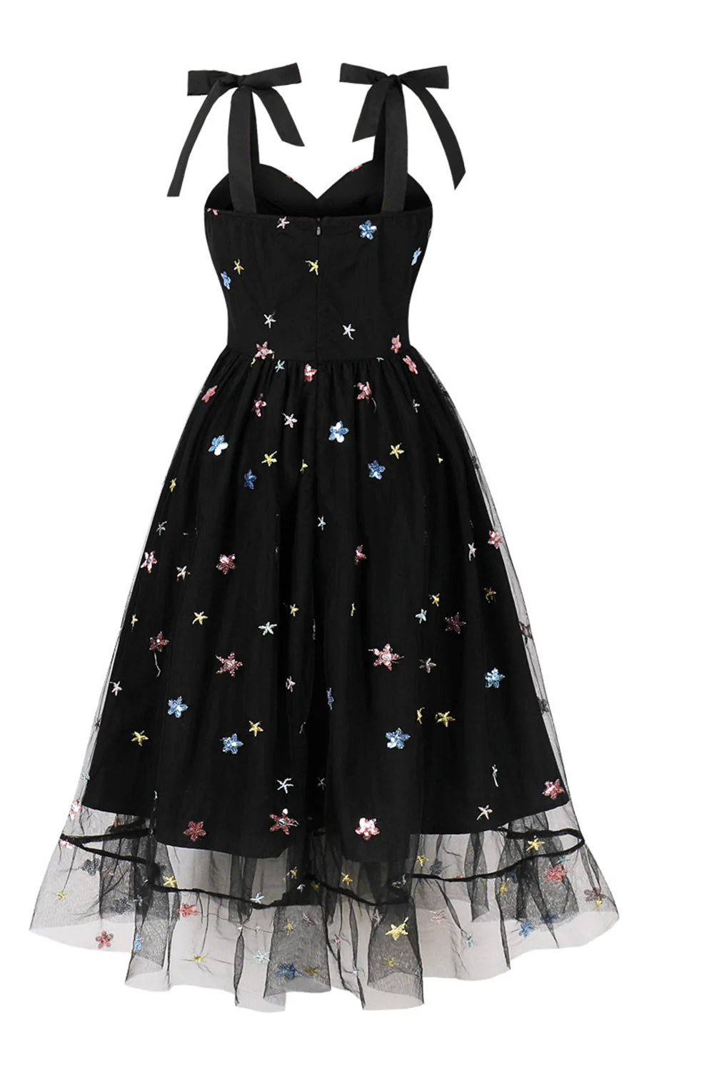 Robe trapèze noire Pin Up des années 1950 avec étoiles - Image 2