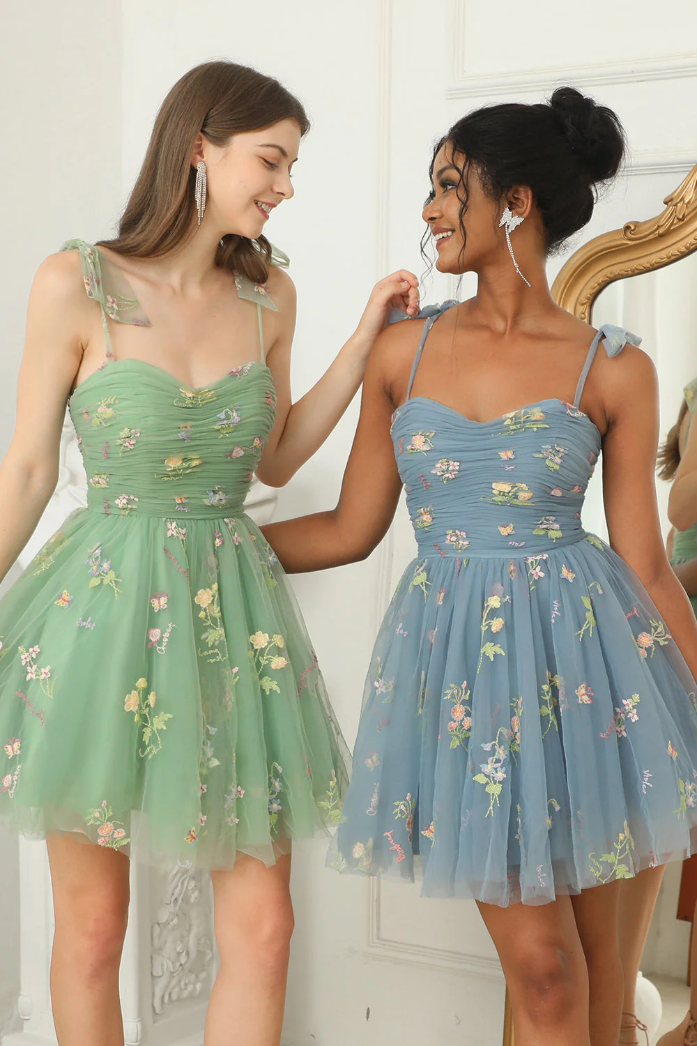 Robe verte courte A-Line Cocktail avec broderie - Image 6
