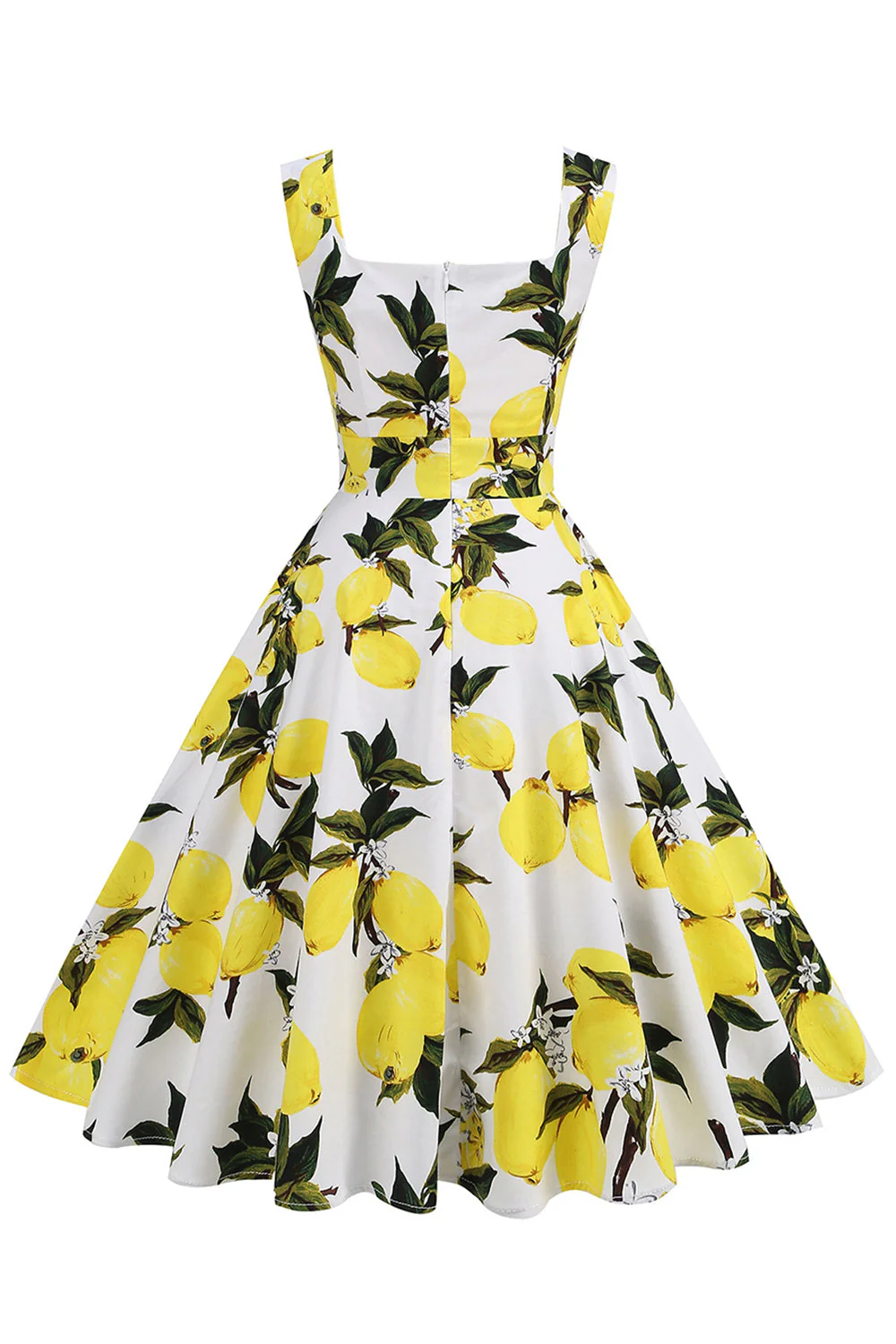 Robe vintage à col carré bleu à imprimé floral des années 1950 - Image 6