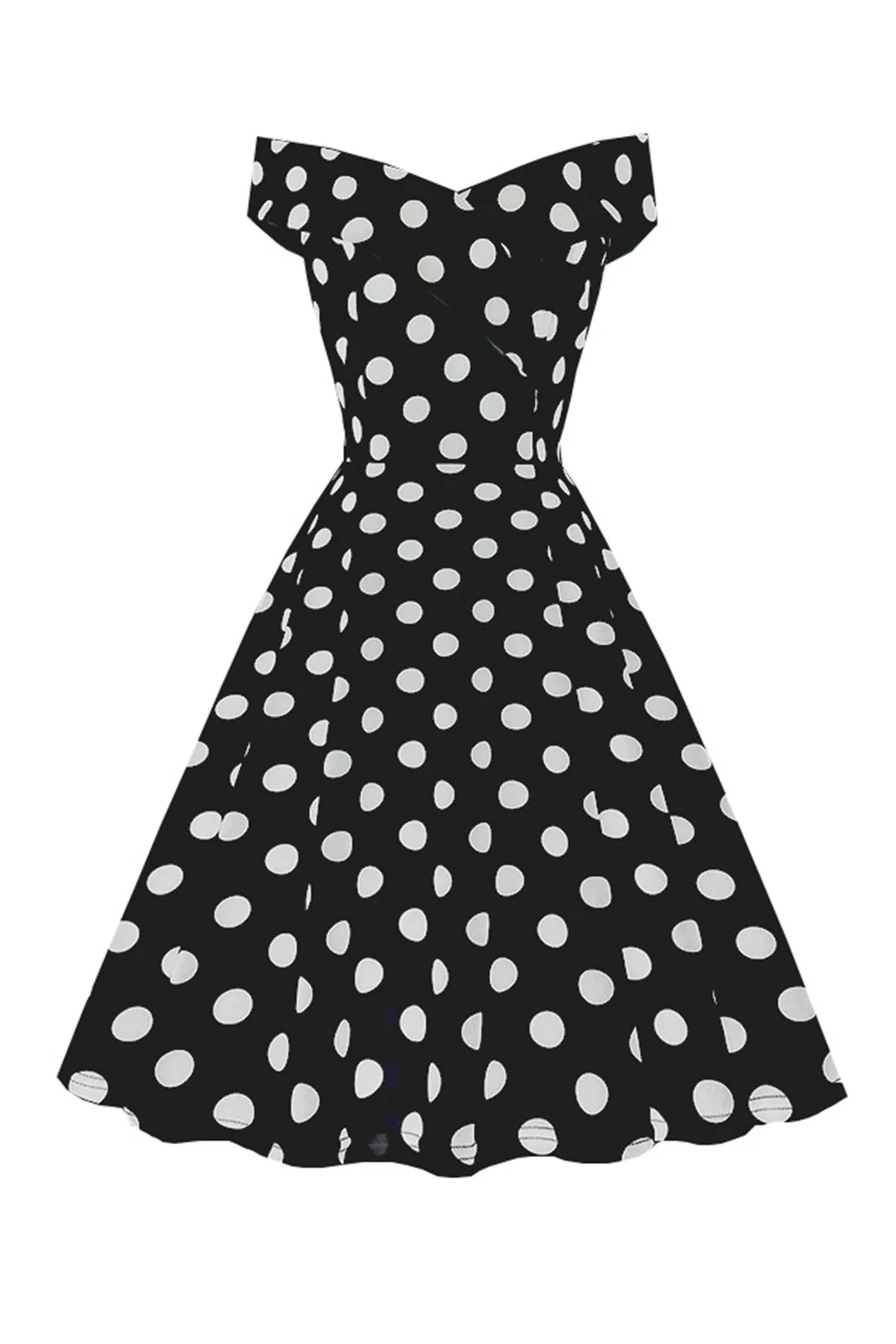 Robe vintage à pois blanc sur les épaules - Image 9