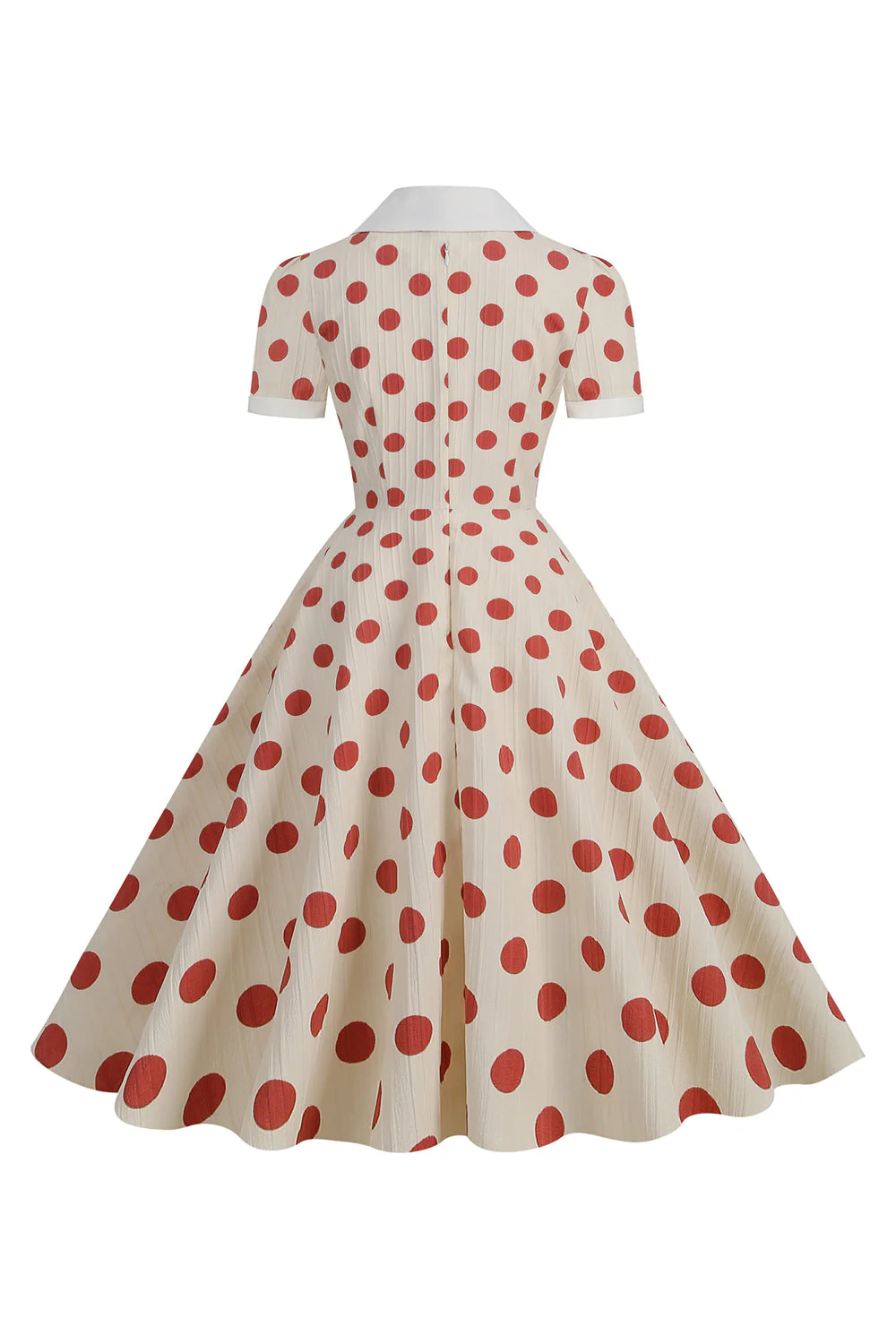 Robe vintage à pois rouges à manches courtes - Image 2