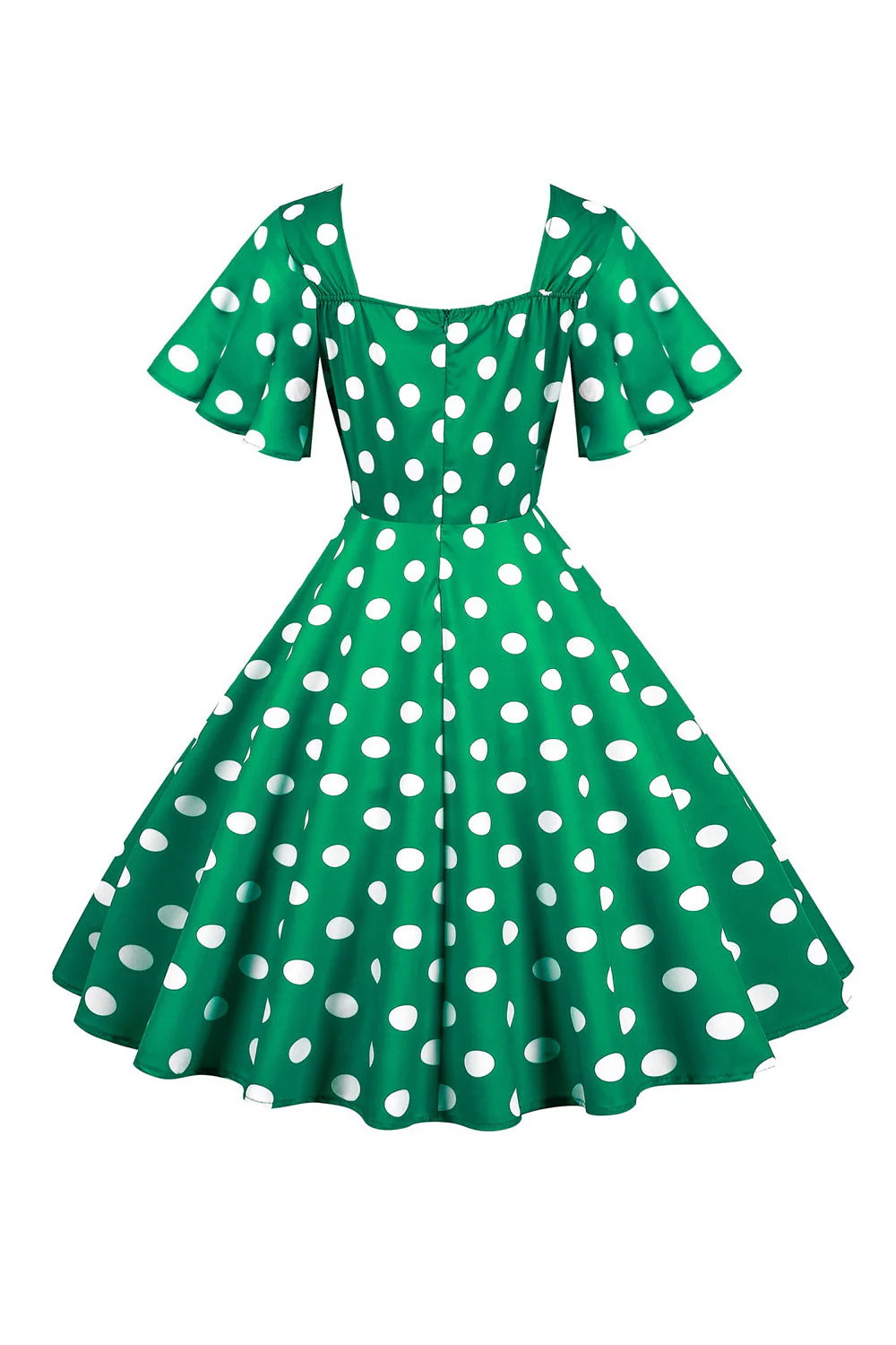 Robe vintage blanche à pois avec manches courtes - Image 11