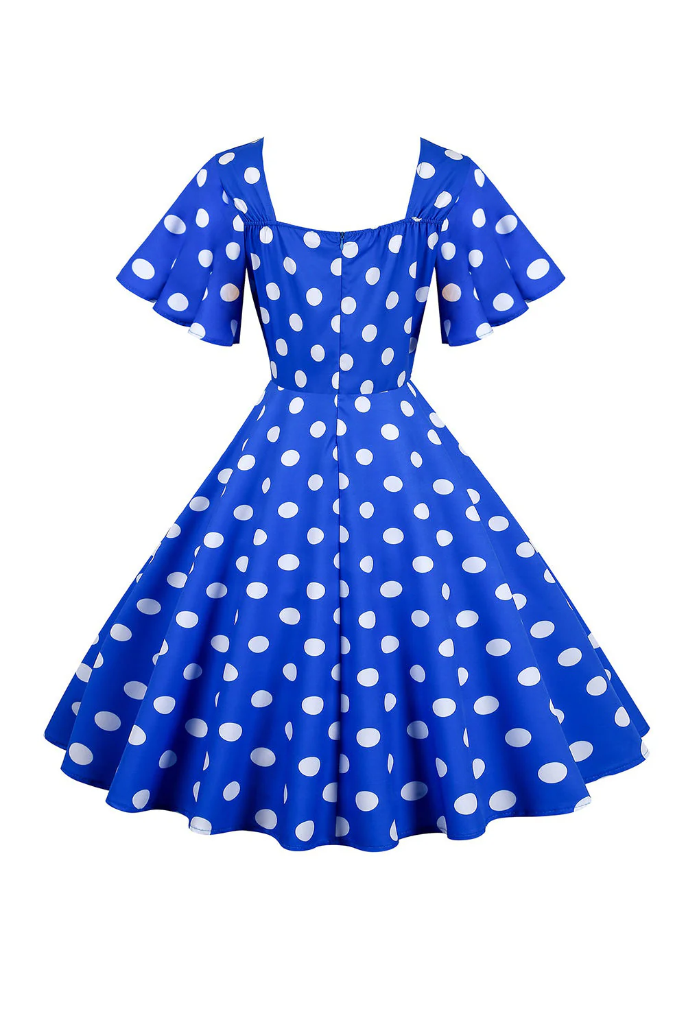 Robe vintage blanche à pois avec manches courtes - Image 13
