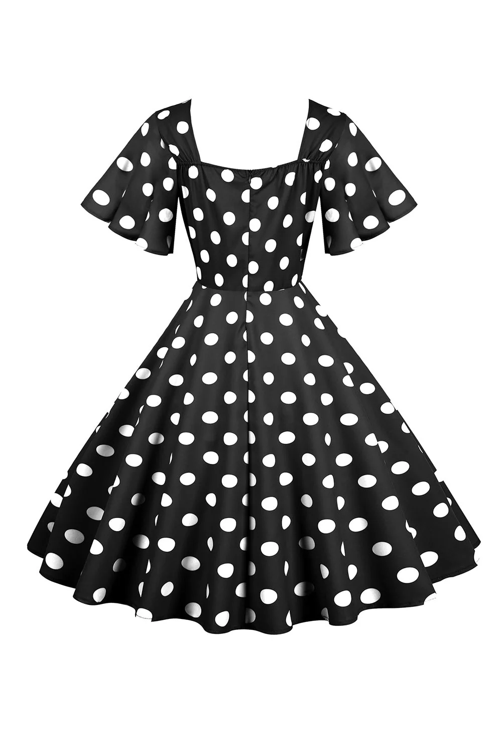 Robe vintage blanche à pois avec manches courtes - Image 7