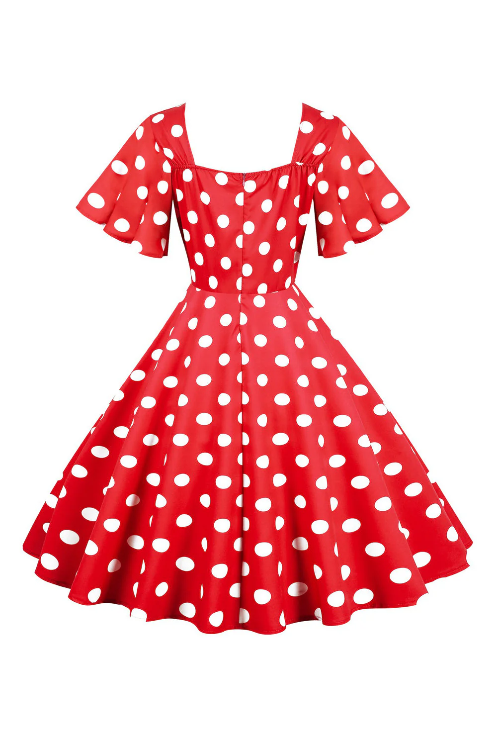 Robe vintage blanche à pois avec manches courtes - Image 9