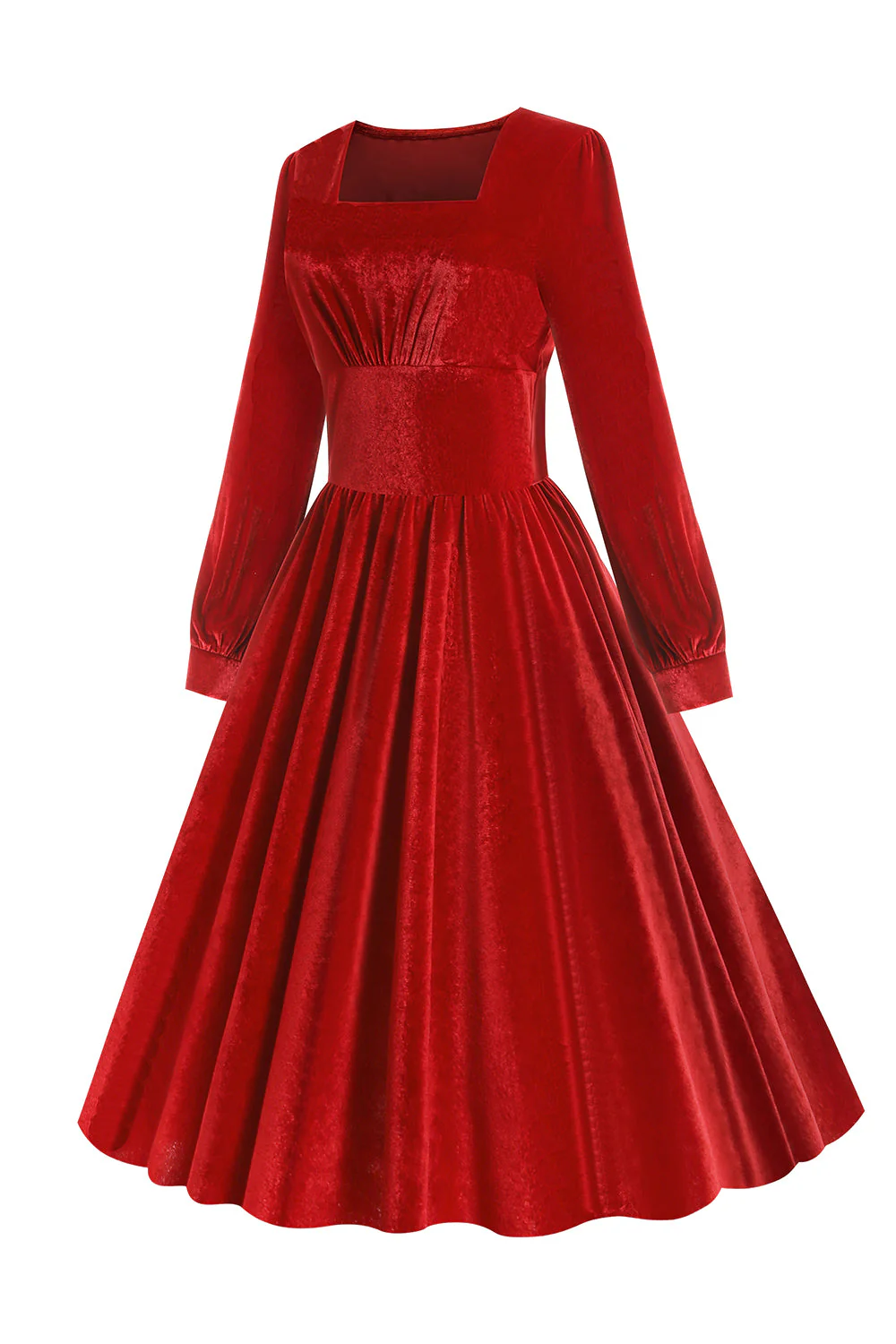 Robe vintage Red Velvet Midi A-line - Image 3