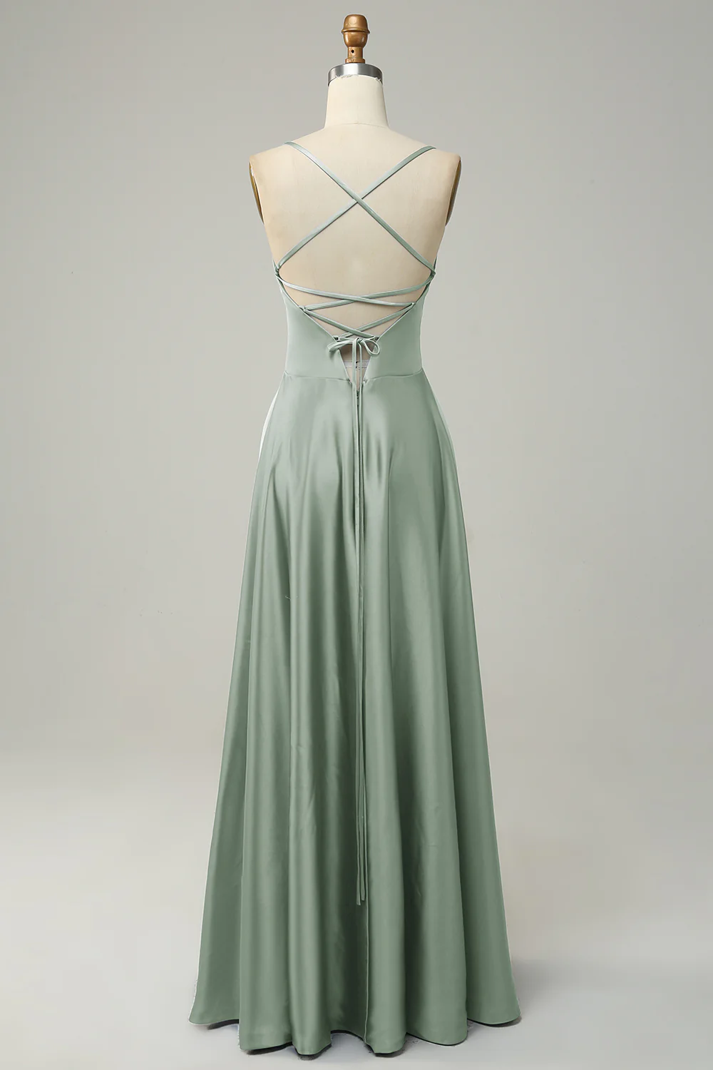Rose Désert Halter A Line Robe de demoiselle d’honneur longue - Image 4