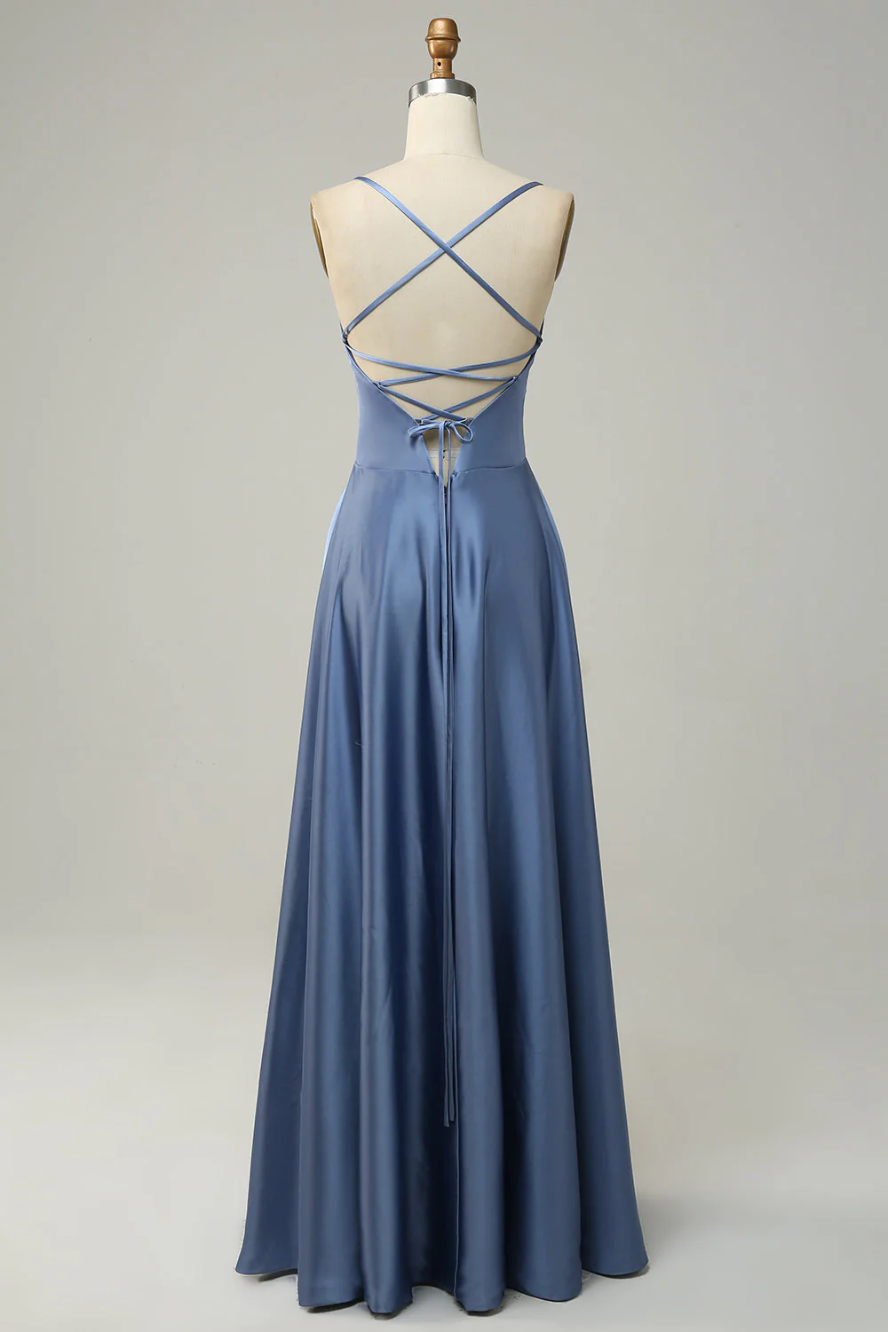 Rose Désert Halter A Line Robe de demoiselle d’honneur longue - Image 7