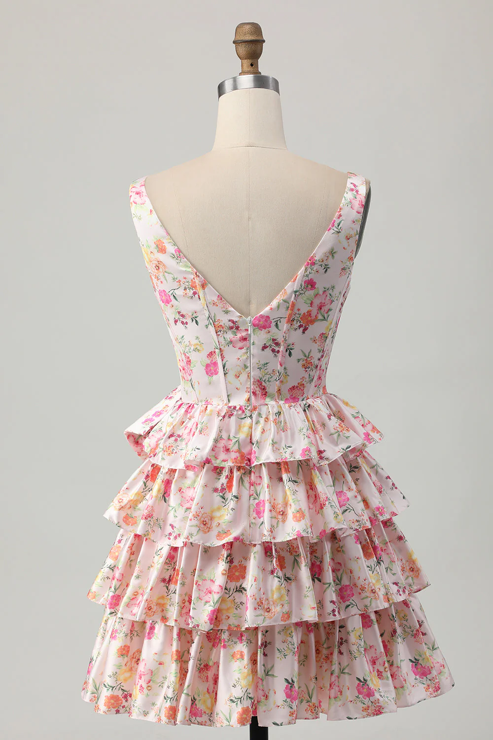 Rose Floral A Ligne Corset Robe de cocktail avec Noeud - Image 8