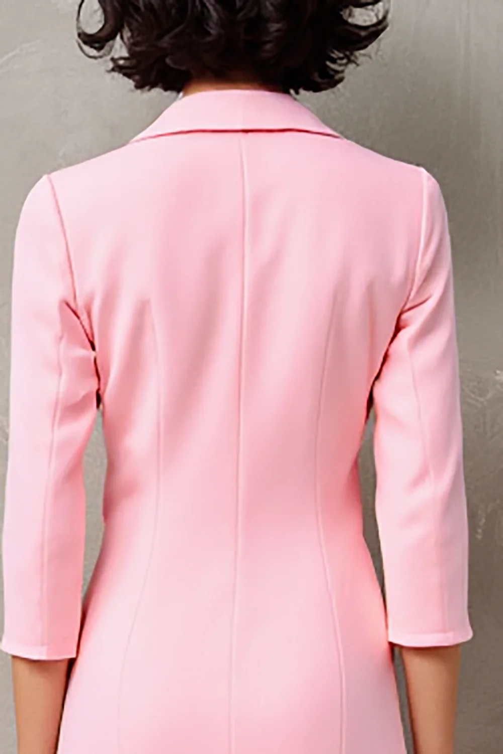 Rose revers cranté Floral 3/4 manches Robe - Image 4