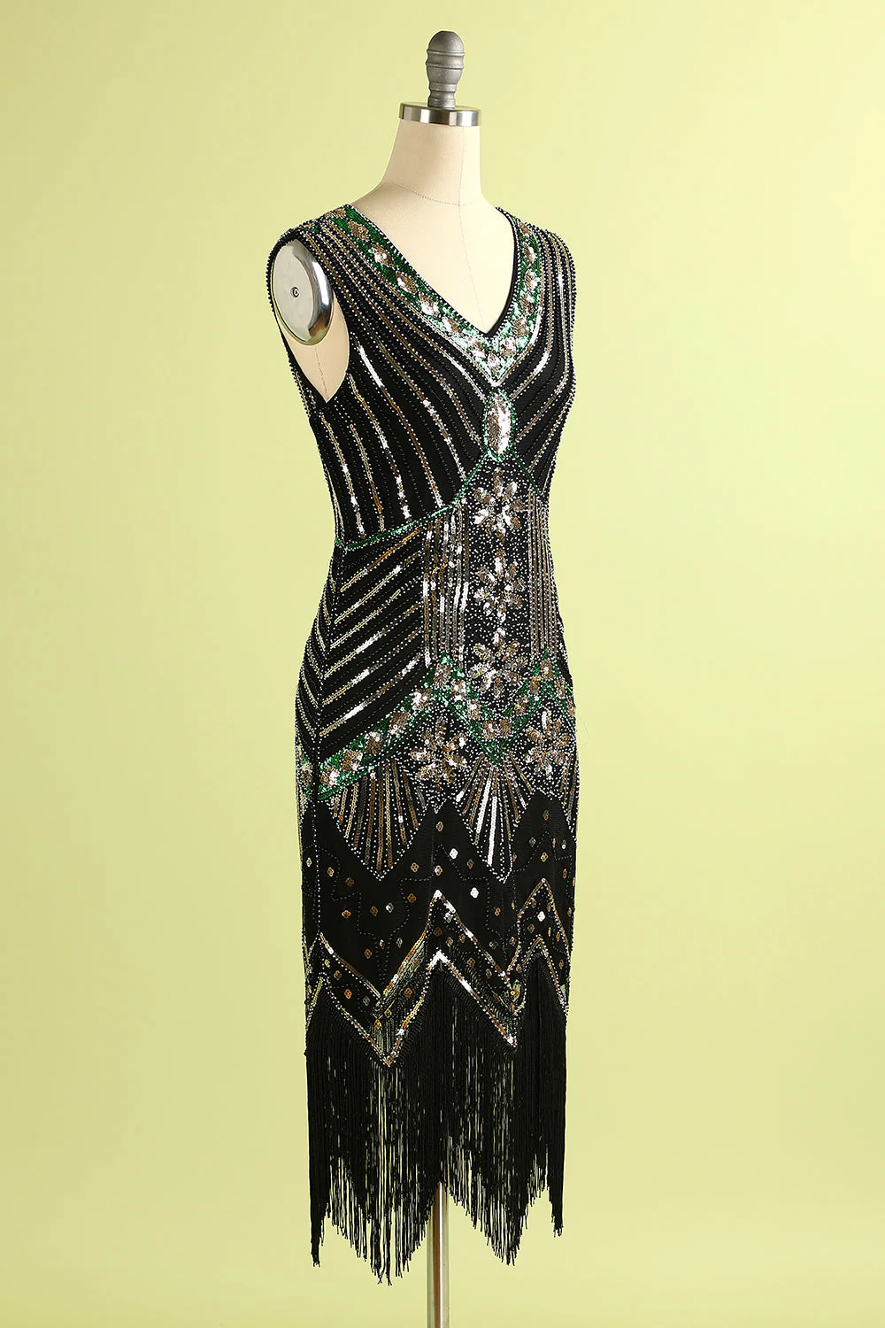 Rouge & Noir Glitter Fringe 1920s Flapper Robe Flapper - Image 8
