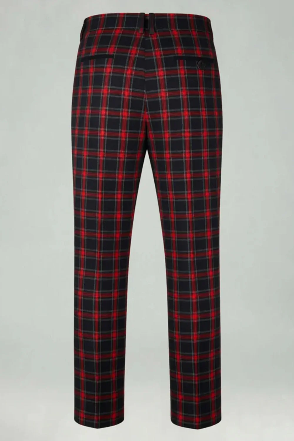 Rouge Noir Grille 2 pièces à revers cranté Tailleurs de bal pour hommes - Image 7