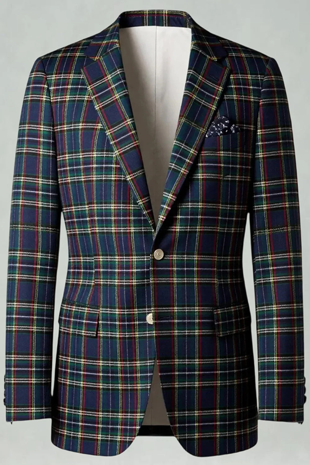 Rouge Noir Plaid Cranté Revers 2 Pièces Costumes de Bal Hommes - Image 12