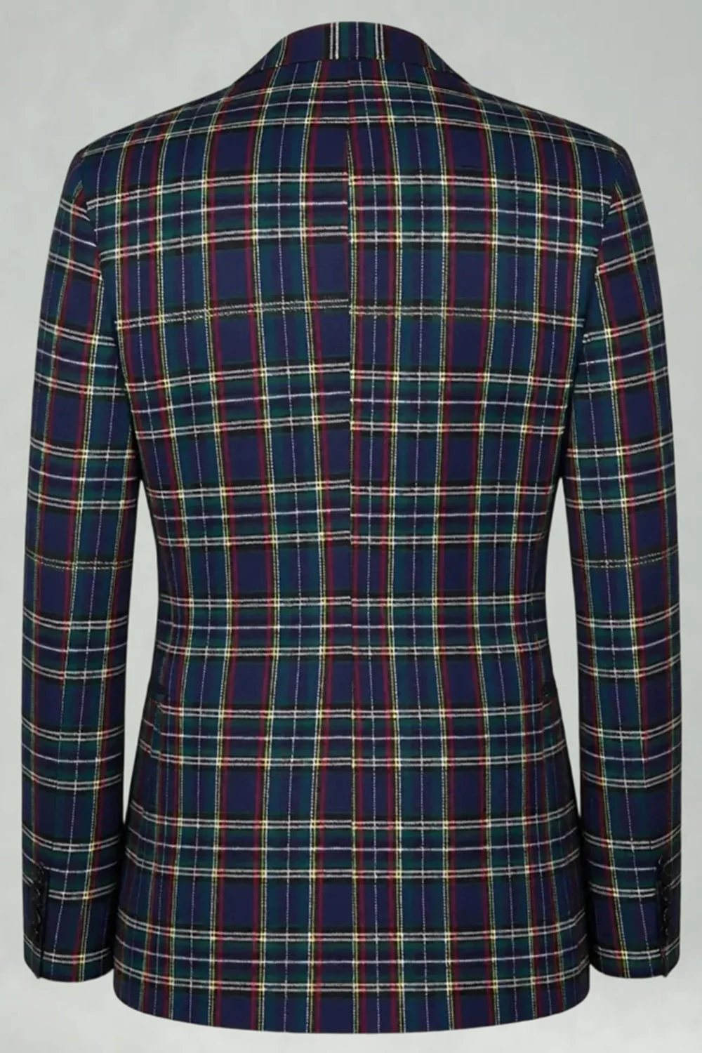 Rouge Noir Plaid Cranté Revers 2 Pièces Costumes de Bal Hommes - Image 13