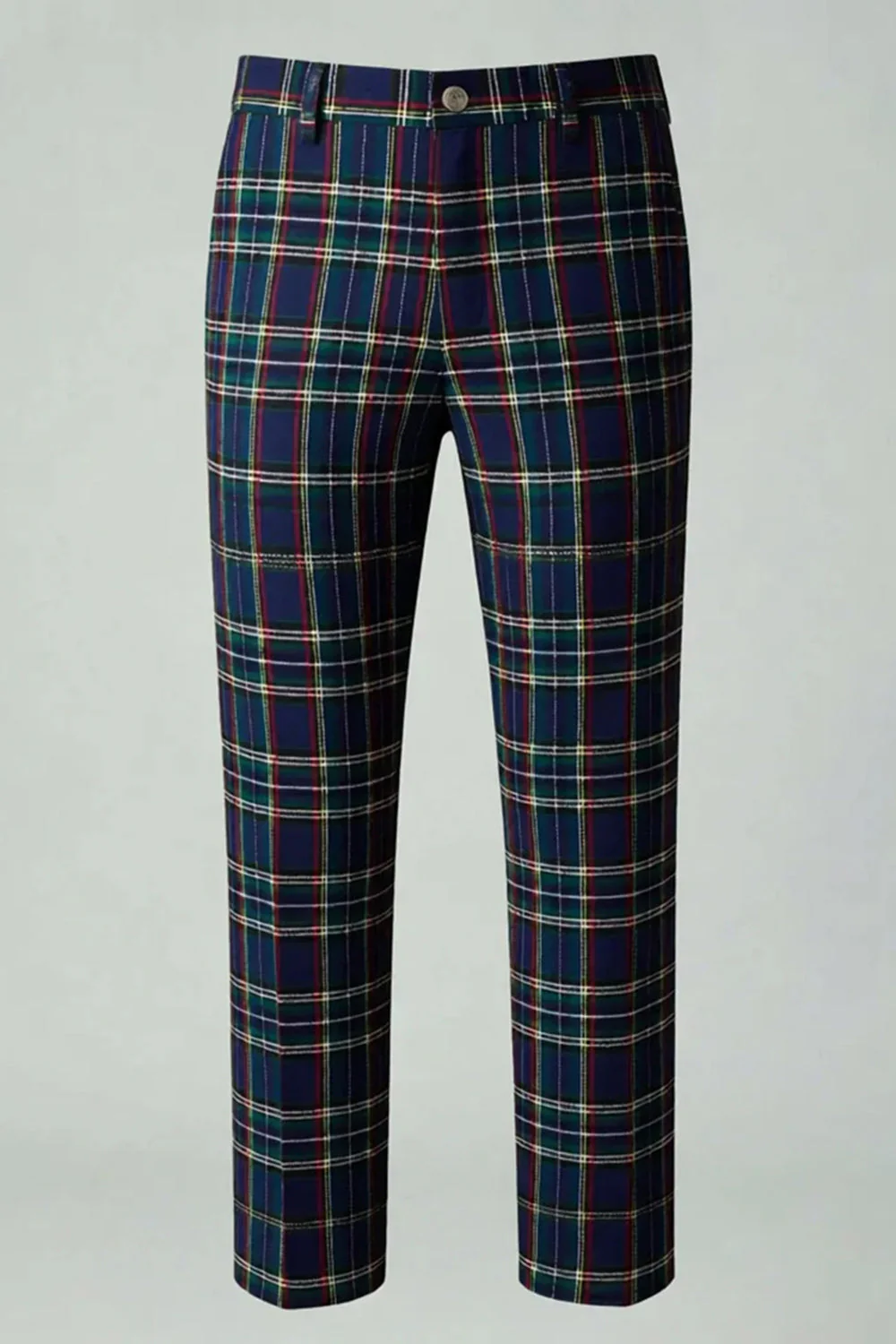 Rouge Noir Plaid Cranté Revers 2 Pièces Costumes de Bal Hommes - Image 14