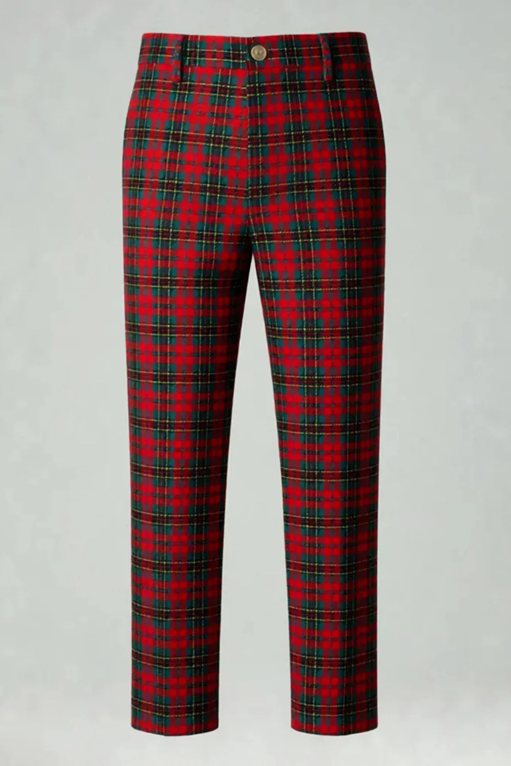 Rouge Noir Plaid Cranté Revers 2 Pièces Costumes de Bal Hommes - Image 23