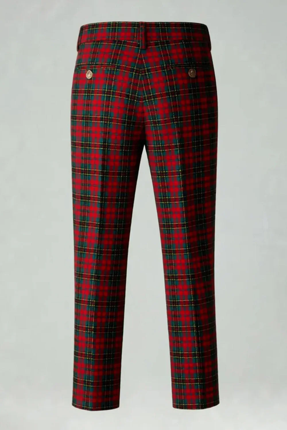 Rouge Noir Plaid Cranté Revers 2 Pièces Costumes de Bal Hommes - Image 24