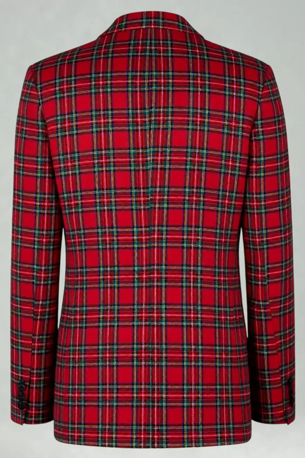 Rouge Noir Plaid Cranté Revers 2 Pièces Costumes de Bal Hommes - Image 31