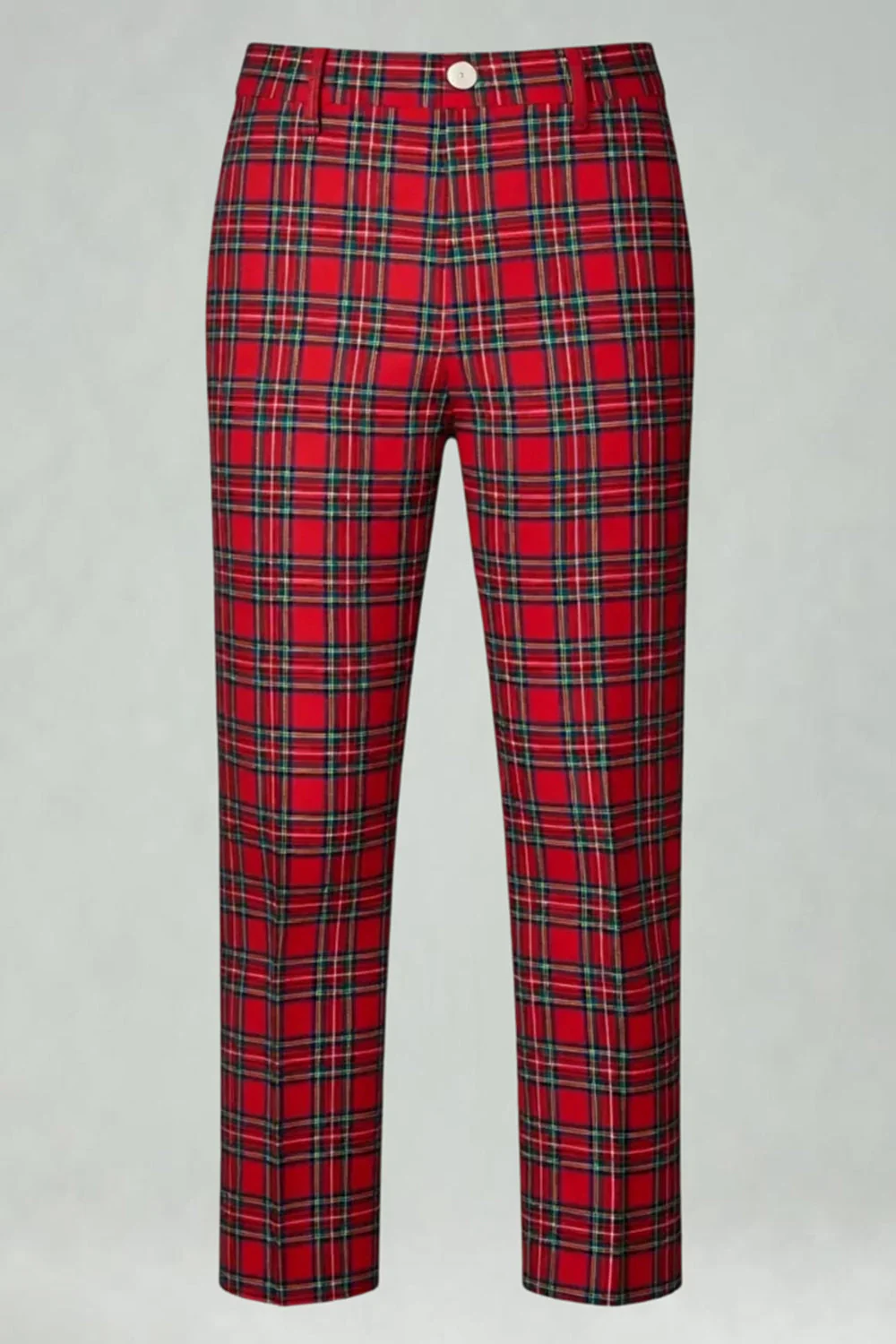 Rouge Noir Plaid Cranté Revers 2 Pièces Costumes de Bal Hommes - Image 32