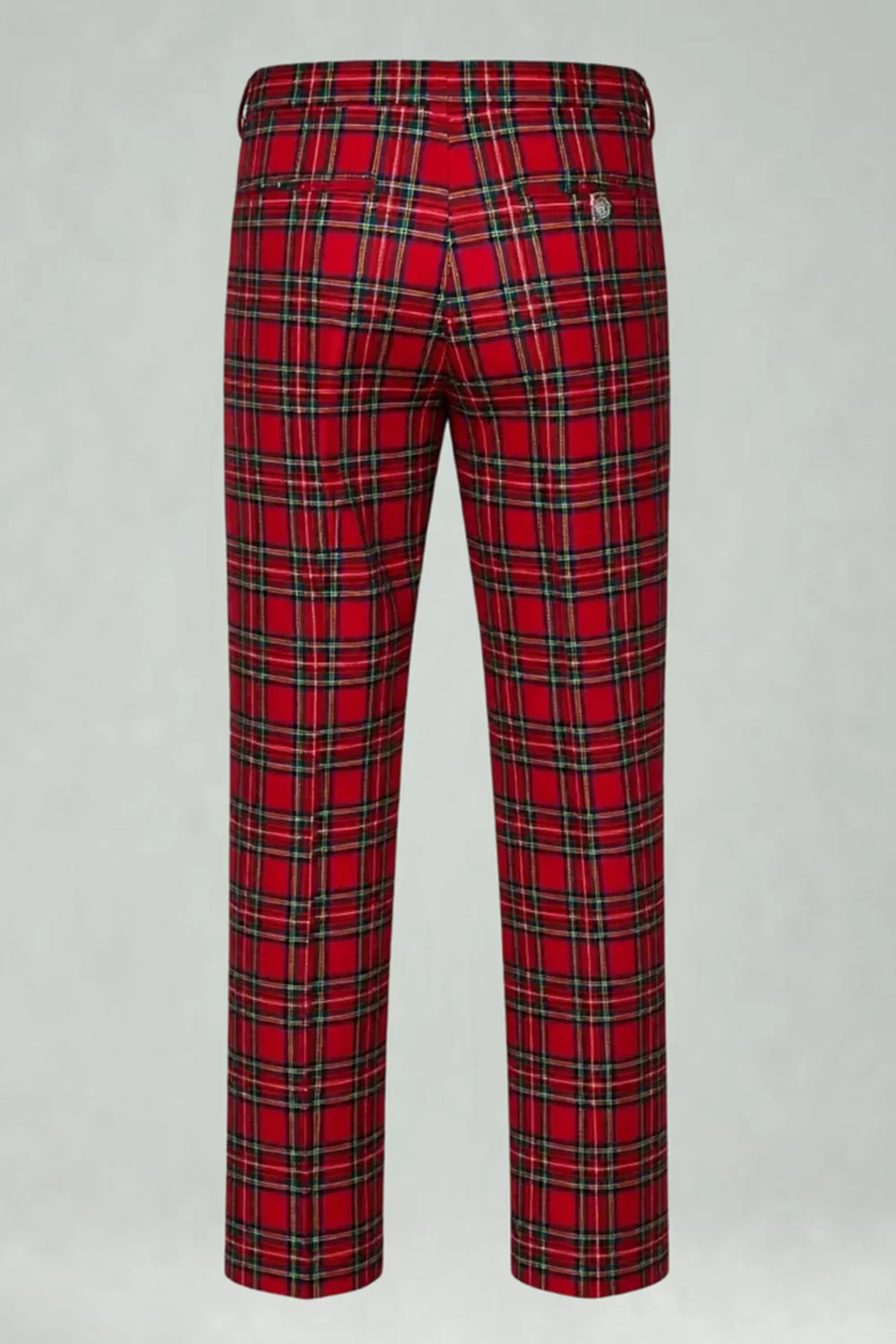 Rouge Noir Plaid Cranté Revers 2 Pièces Costumes de Bal Hommes - Image 33