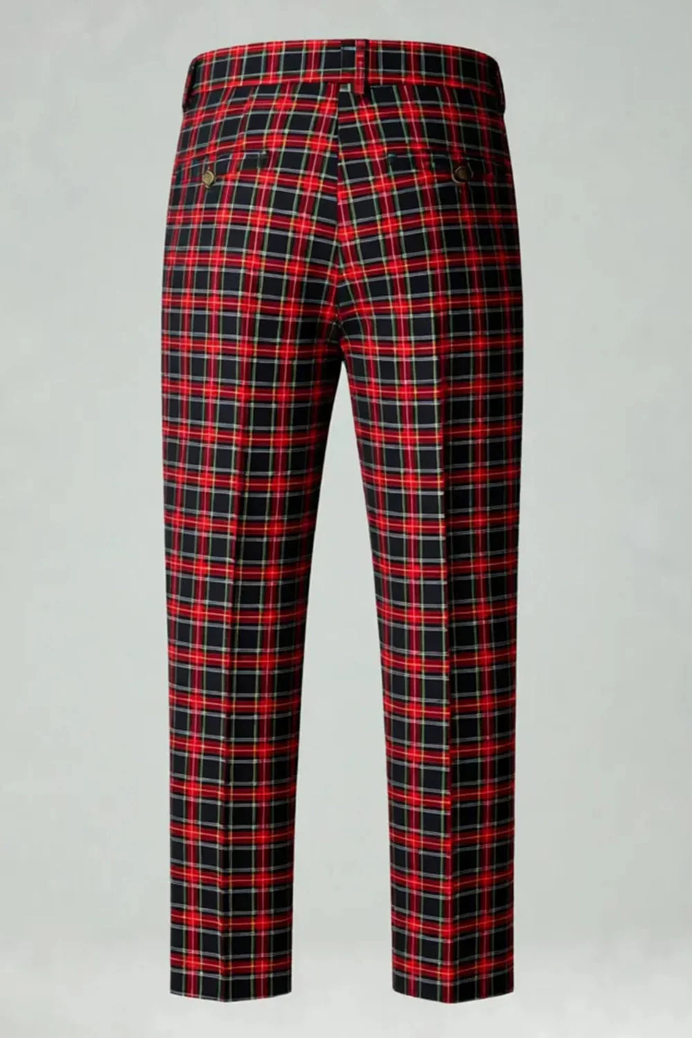Rouge Noir Plaid Cranté Revers 2 Pièces Costumes de Bal Hommes - Image 7