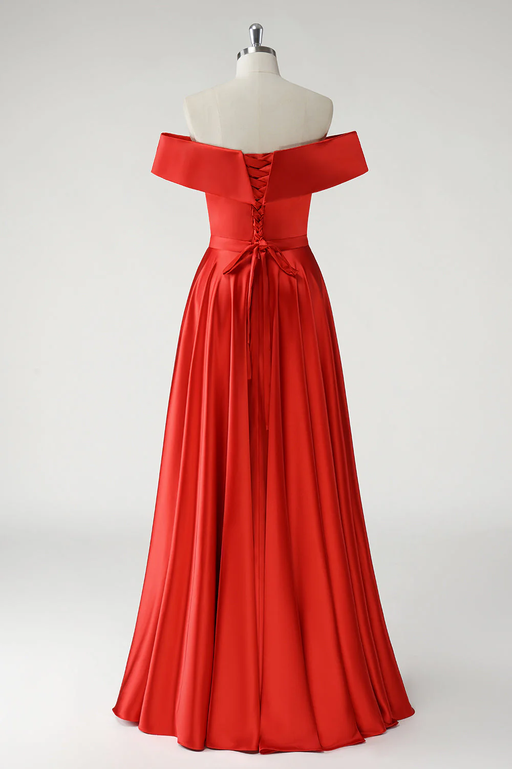 Rouge Une ligne dénudée épaule froncée Robe De Soirée - Image 2