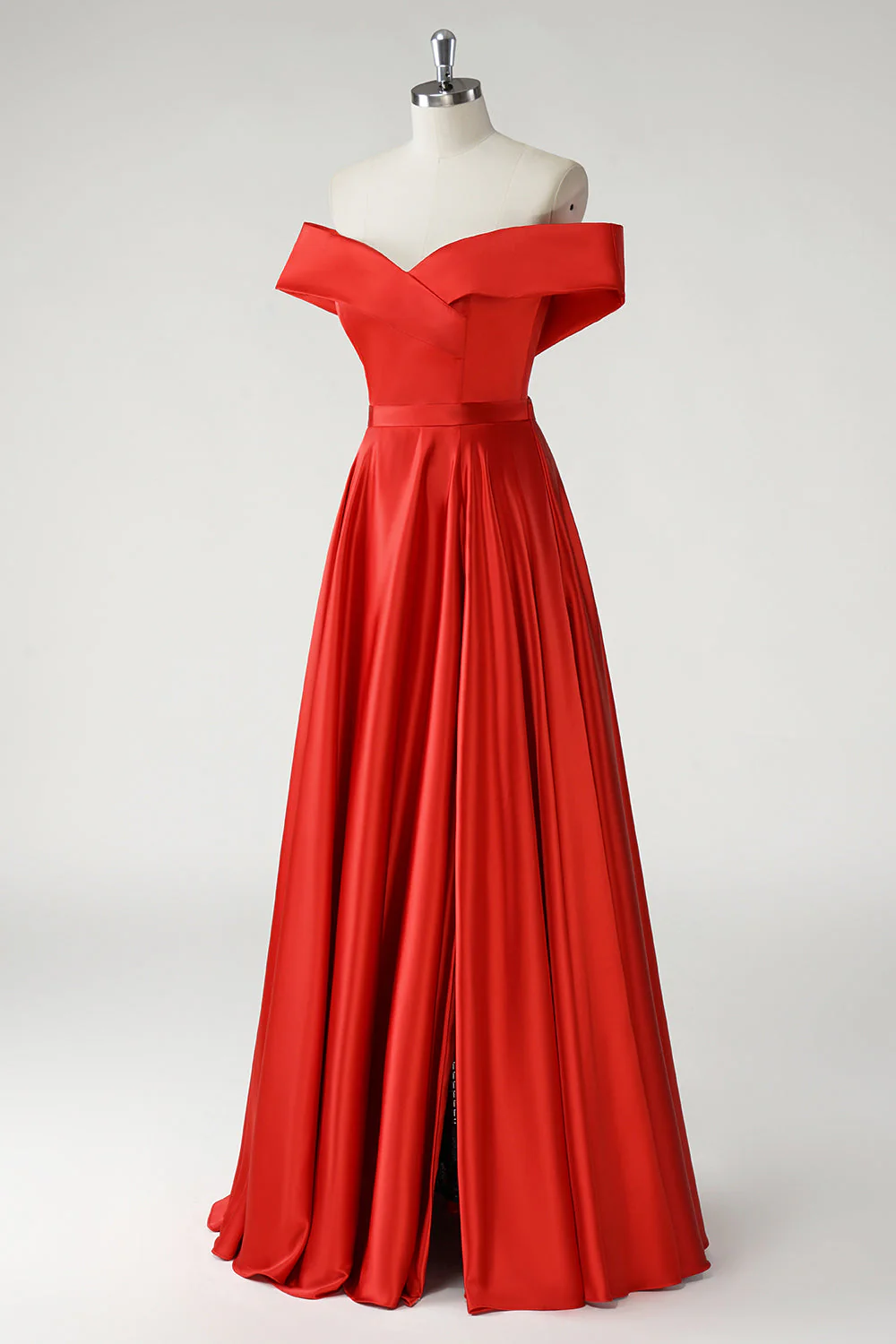 Rouge Une ligne dénudée épaule froncée Robe De Soirée - Image 3
