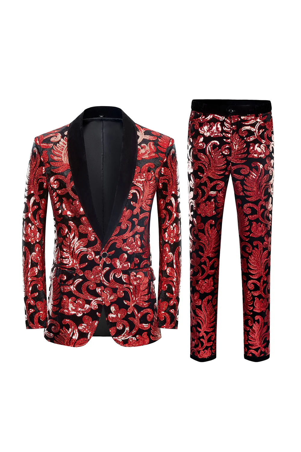 Costume homme deux pièces bleu roi à paillettes - Image 12