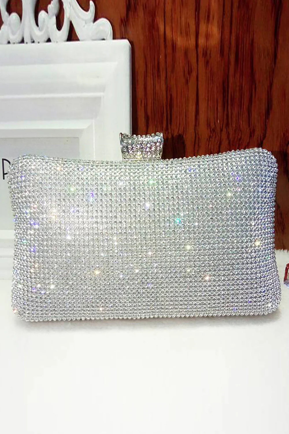 Sac à main de soirée en strass noir - Image 7