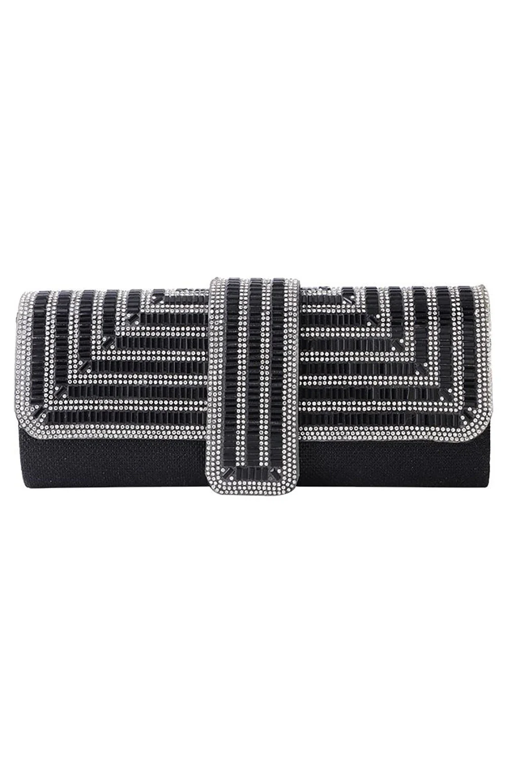 Sac à main de soirée en strass noir étincelant - Image 2