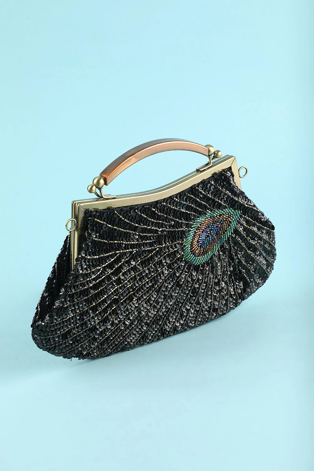 Sac de soirée perlé noir - Image 3
