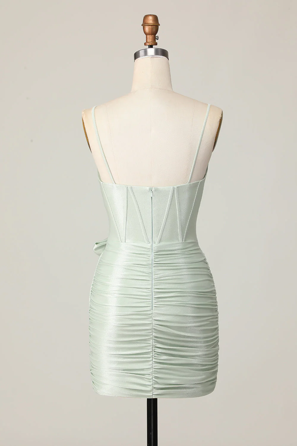 Sage moulante spaghetti bretelles Corset Robe De Cocktail avec noeud - Image 8