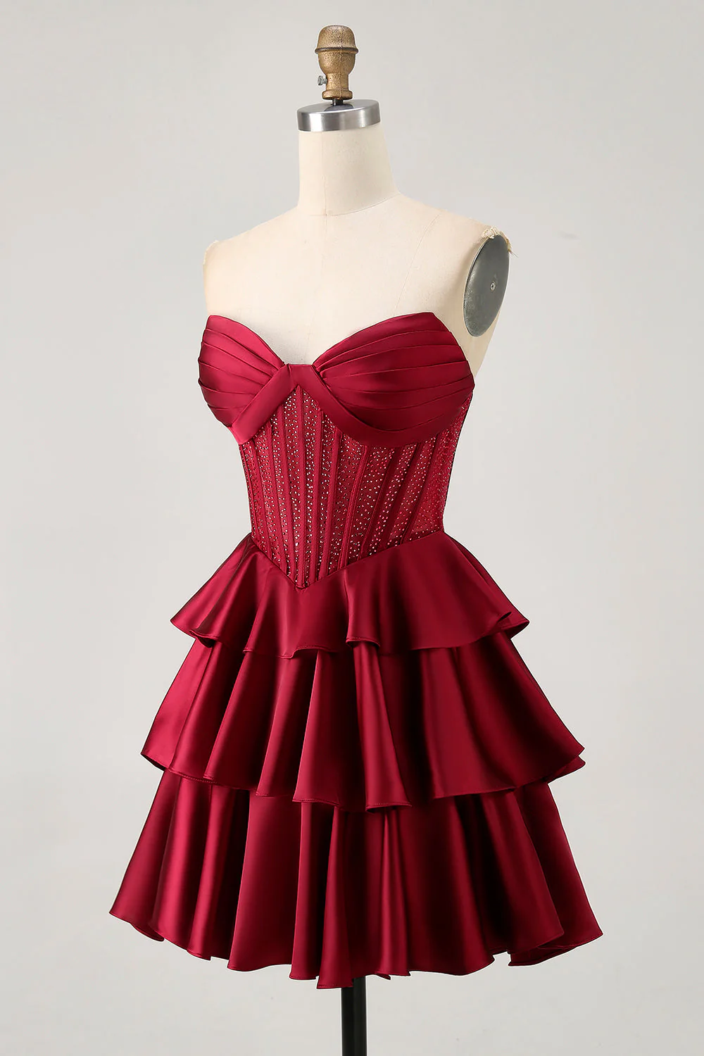 Sans Bretelles Une Ligne Corset Vert Robe de cocktail avec Perles - Image 17