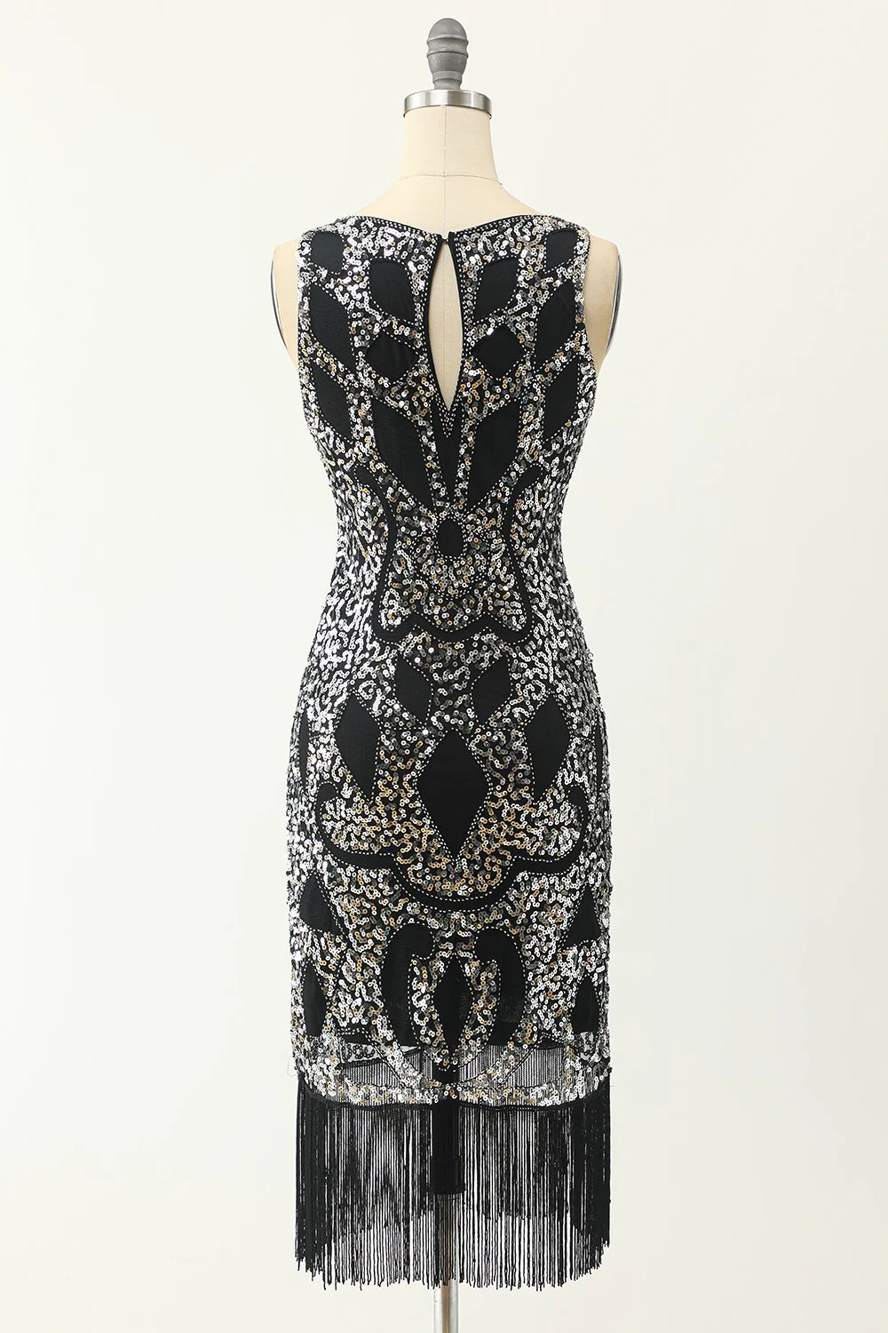 Scoop Neck Noir Argent 1920 Robe - Image 2