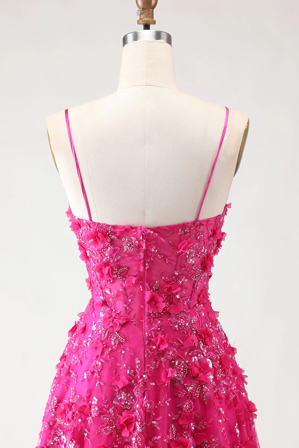 Sequins bleus : une robe de bal longue à applique en corset transparent avec une fente - Image 13
