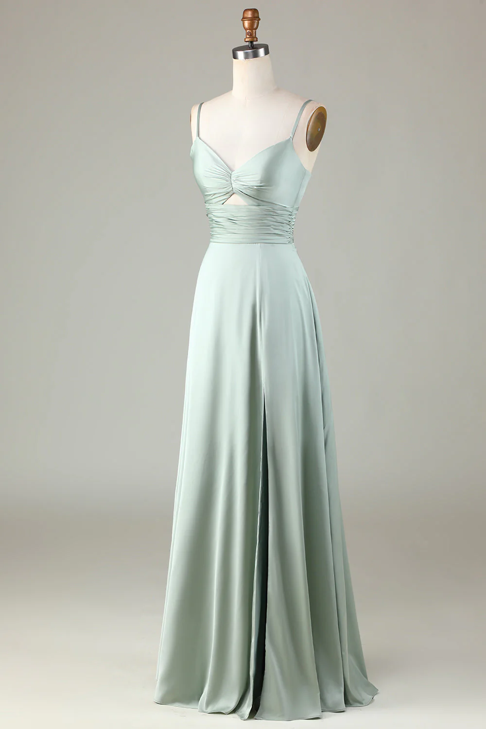 Serrure Spaghetti Matcha Robe de demoiselle d’honneur avec fente - Image 3
