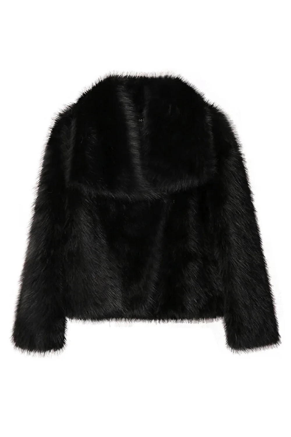 Manteau en fausse fourrure noire avec manchette ajustée