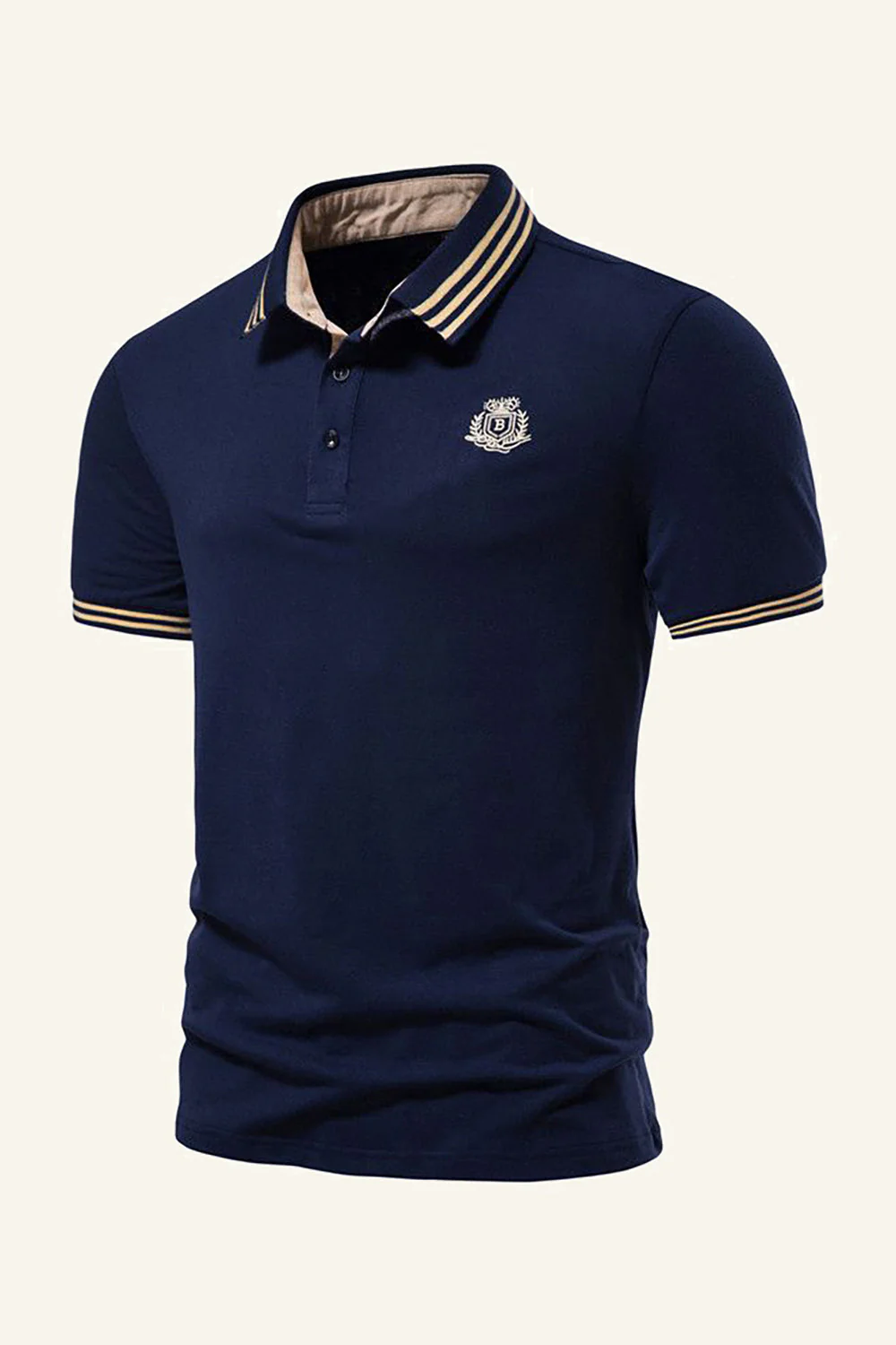 Coupe Slim Bleu Marine Manches Courtes Polo - Image 3