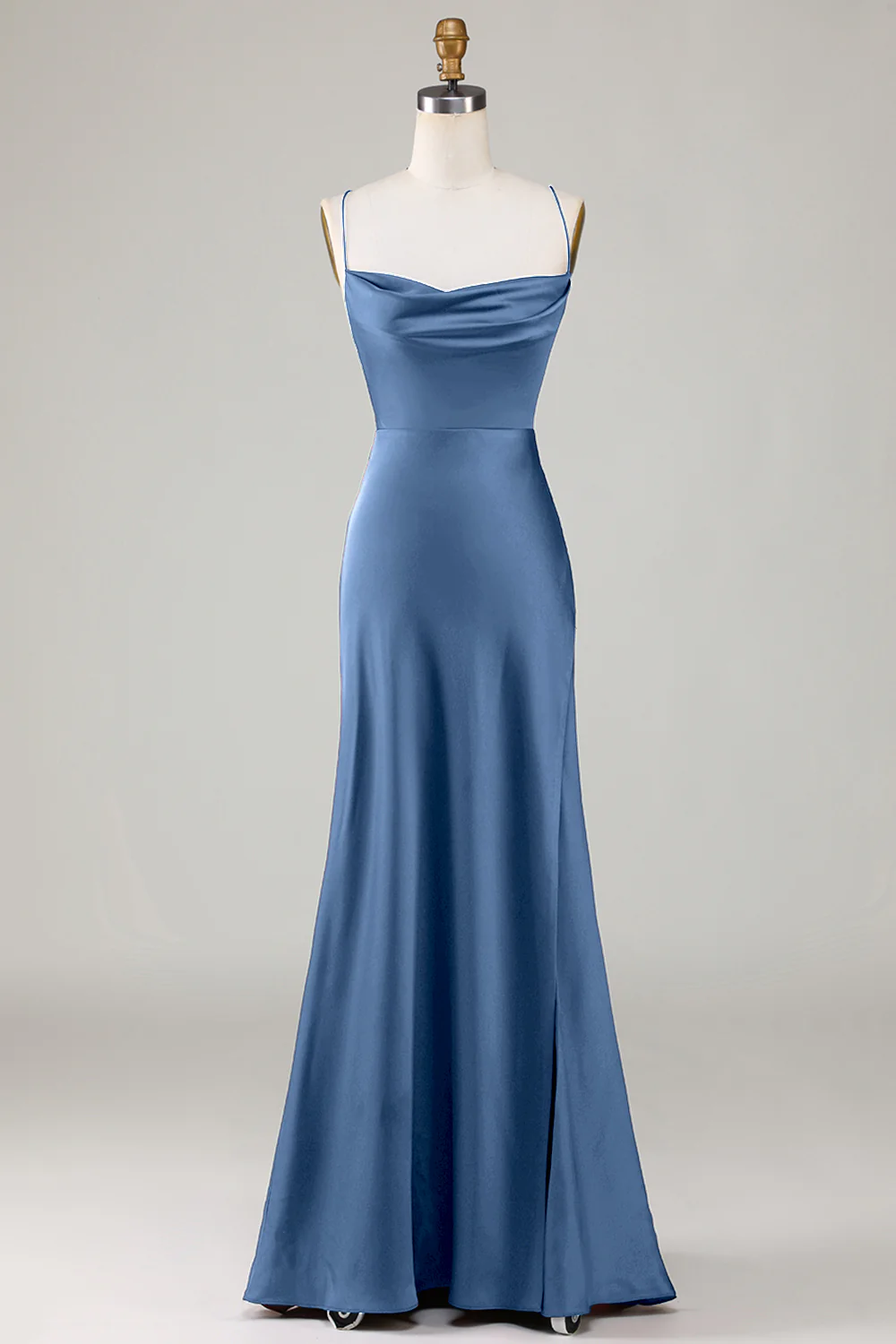 Robe de demoiselle d'honneur longue bordeaux ligne A simple dos lacé croisé - Image 7